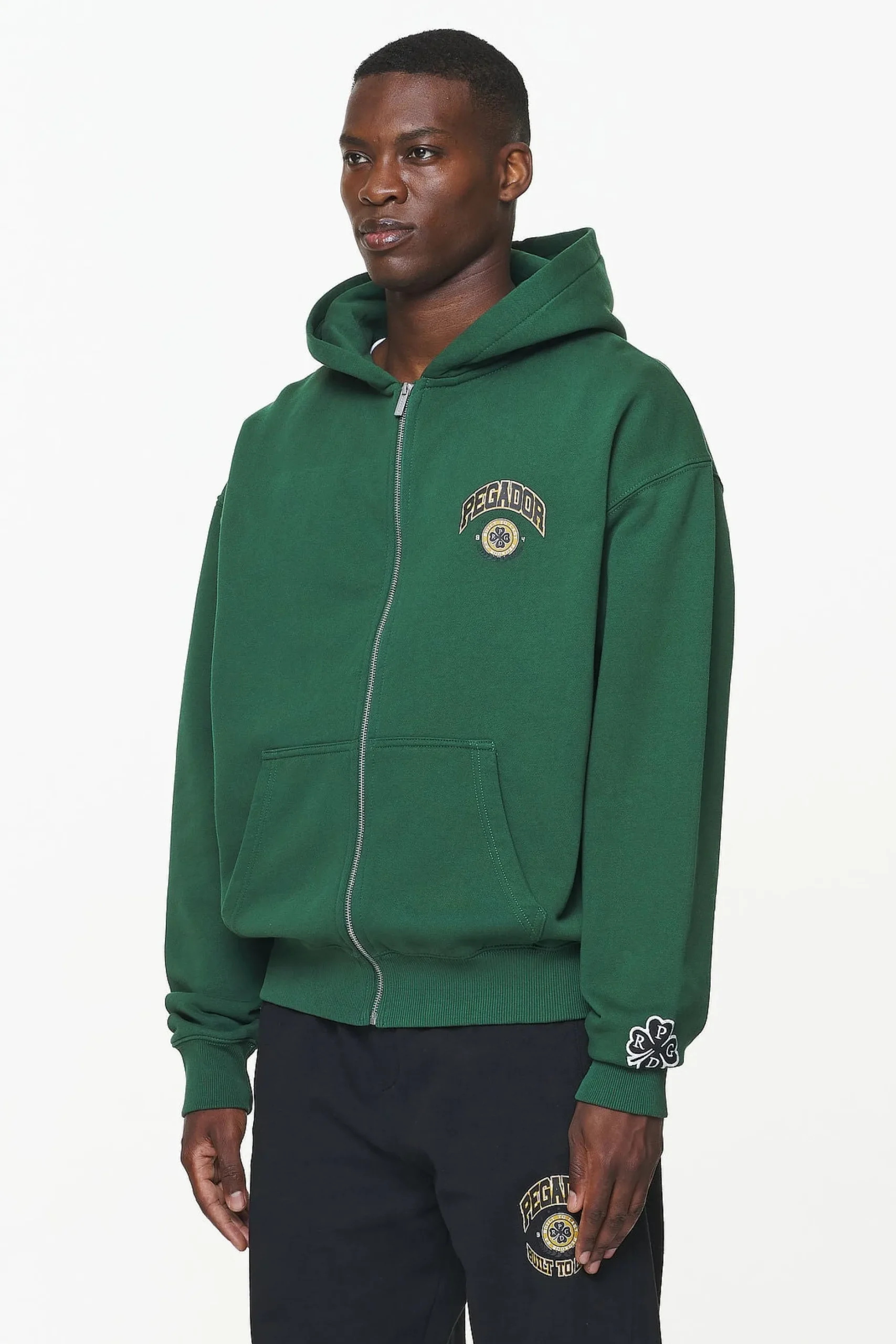 Pegador Hoodies|Zip Hoodies|Smith Oversized Sweat Jacket Vintage Washed British Green