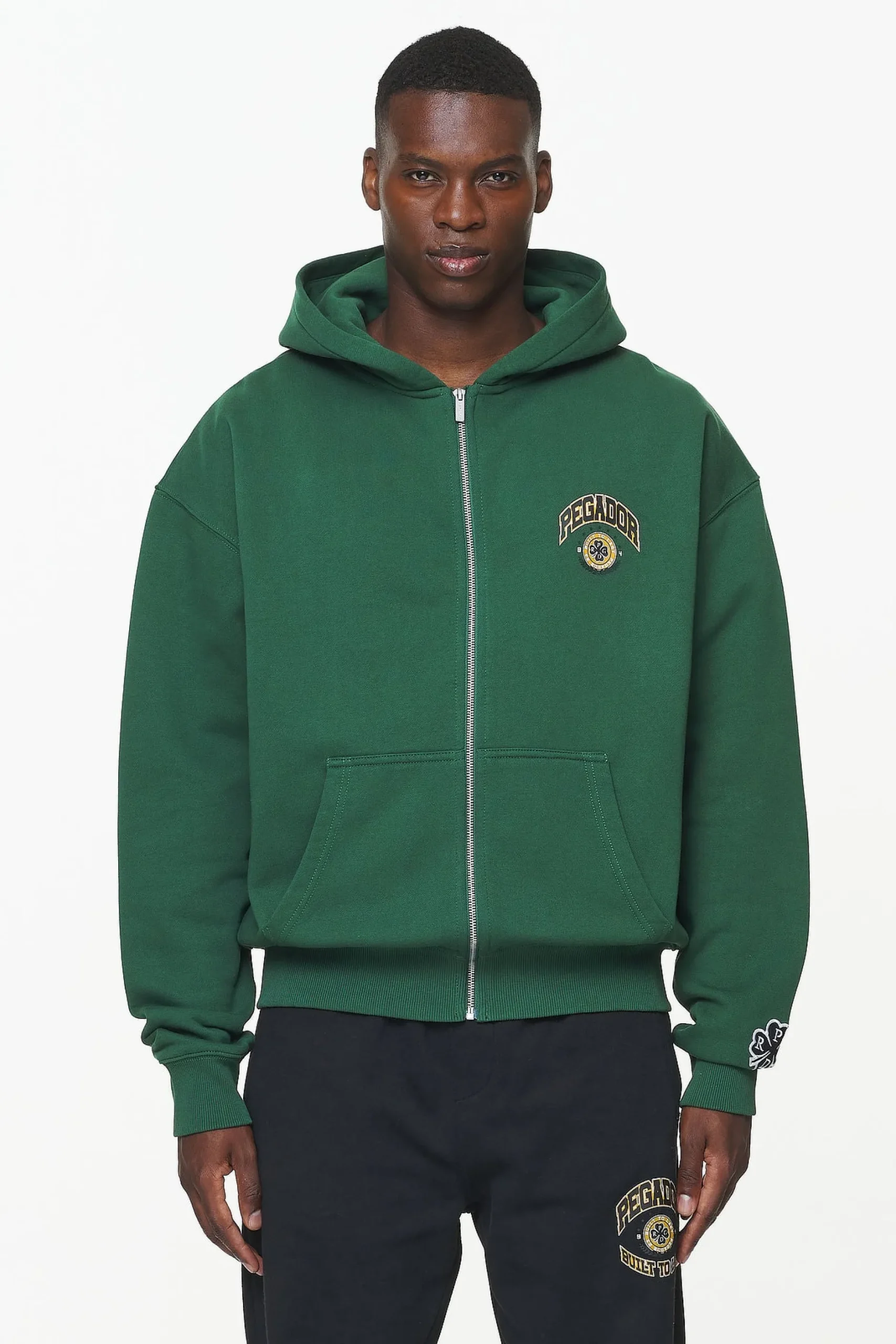 Pegador Hoodies|Zip Hoodies|Smith Oversized Sweat Jacket Vintage Washed British Green