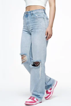 Pegador Jeans|Soliera Distressed Wide Jeans Light Blue