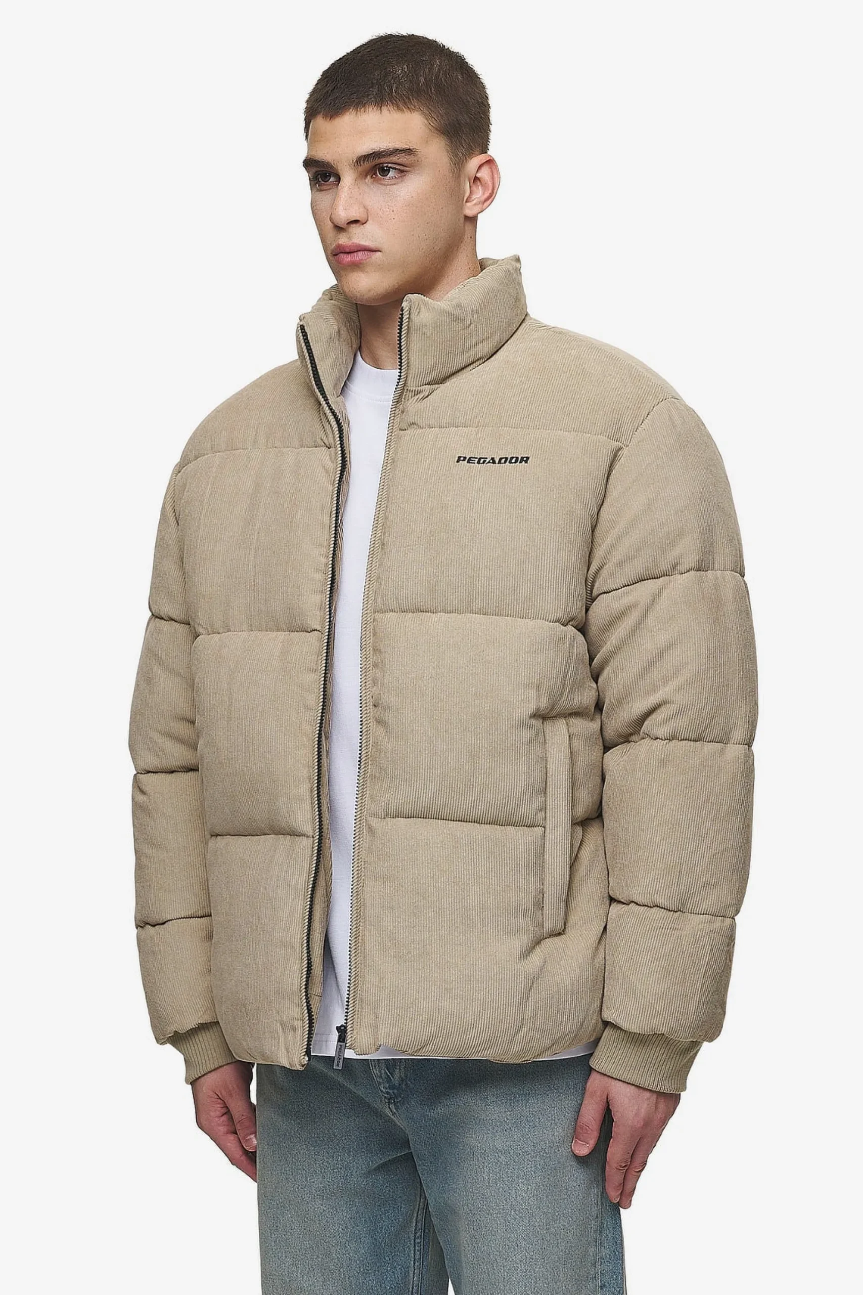 Pegador Jackets|Solin Cord Puffer Jacket Sand
