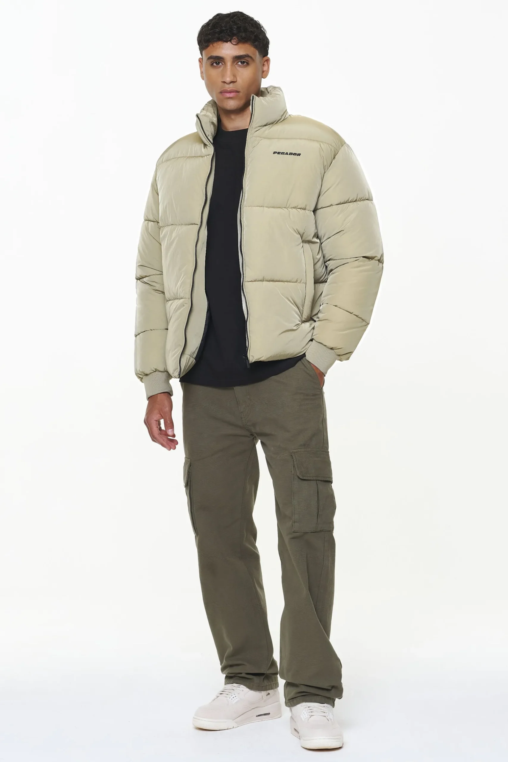 Pegador Jackets|Solin Crushed Puffer Jacket Mud Beige