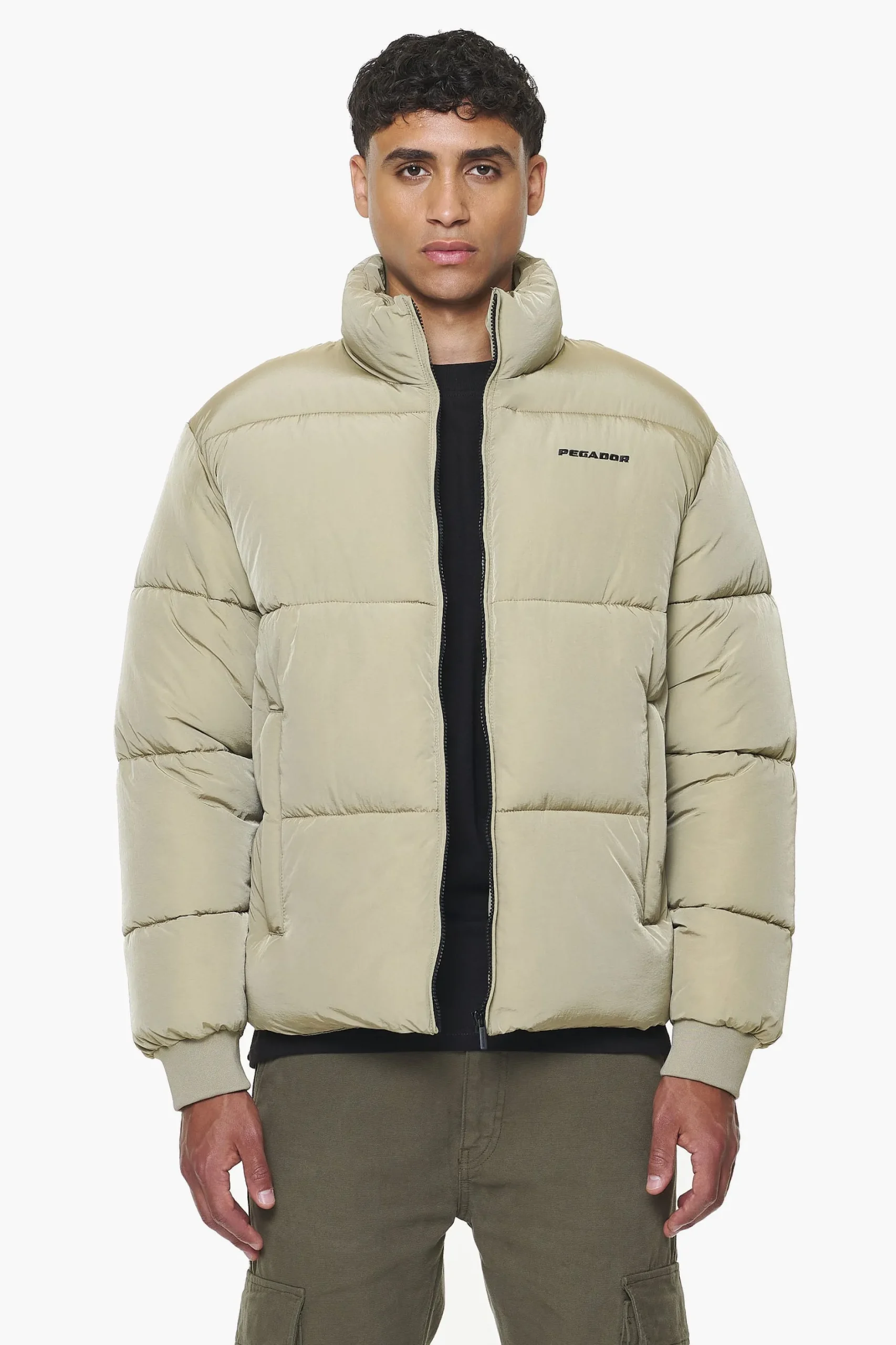 Pegador Jackets|Solin Crushed Puffer Jacket Mud Beige