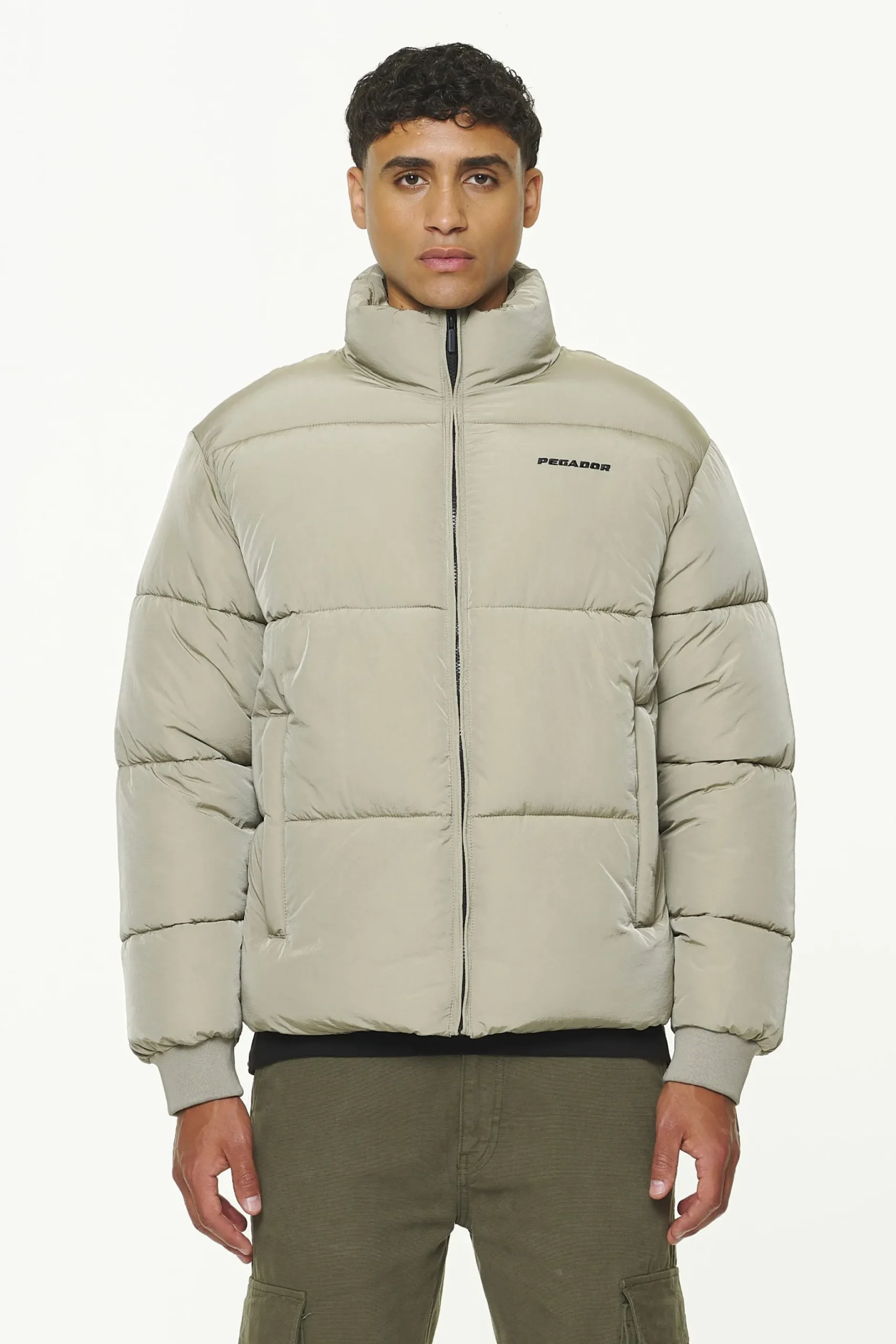 Pegador Jackets|Solin Crushed Puffer Jacket Mud Beige