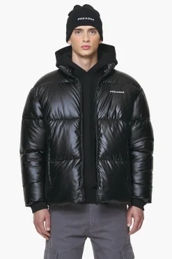 Pegador Jackets|Solin Glossy Puffer Jacket Black