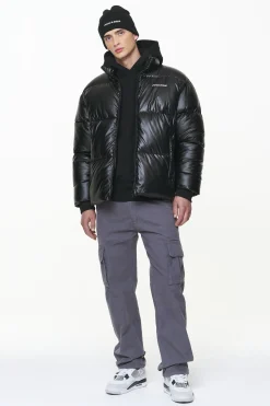 Pegador Jackets|Solin Glossy Puffer Jacket Black