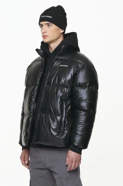 Pegador Jackets|Solin Glossy Puffer Jacket Black