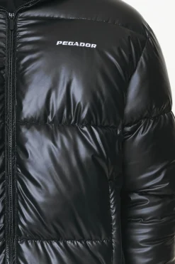 Pegador Jackets|Solin Glossy Puffer Jacket Black
