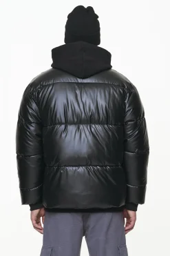 Pegador Jackets|Solin Glossy Puffer Jacket Black