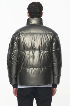 Pegador Jackets|Solin Glossy Puffer Jacket Dark Chrome