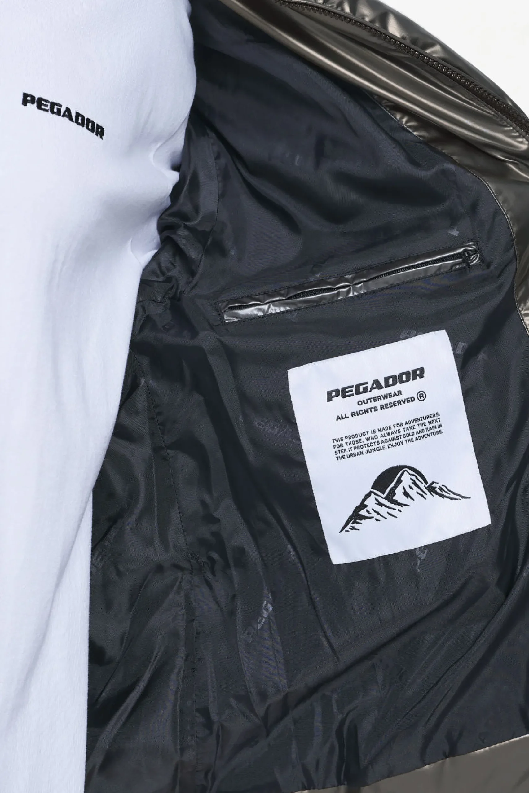 Pegador Jackets|Solin Glossy Puffer Jacket Dark Chrome