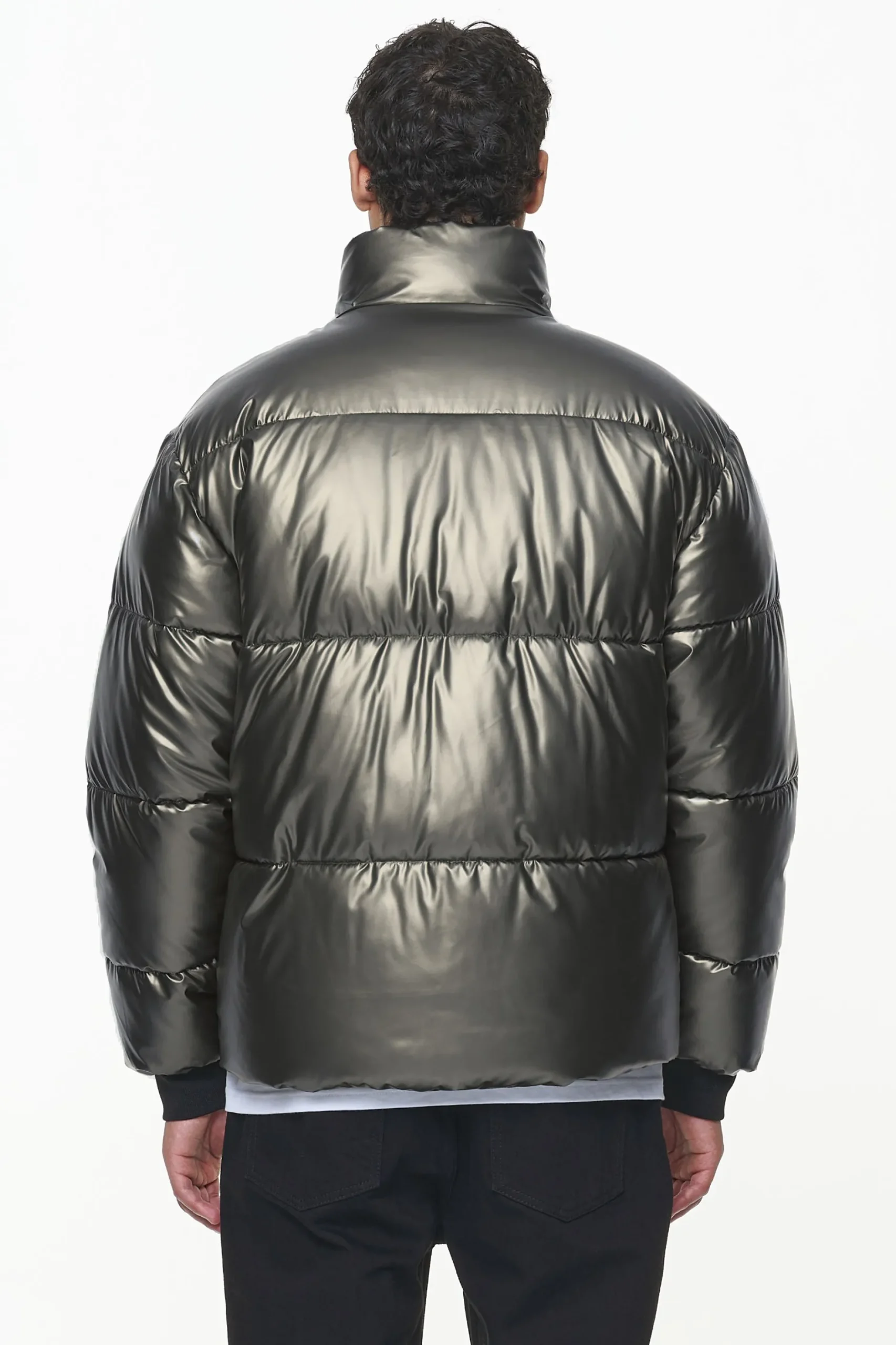 Pegador Jackets|Solin Glossy Puffer Jacket Dark Chrome