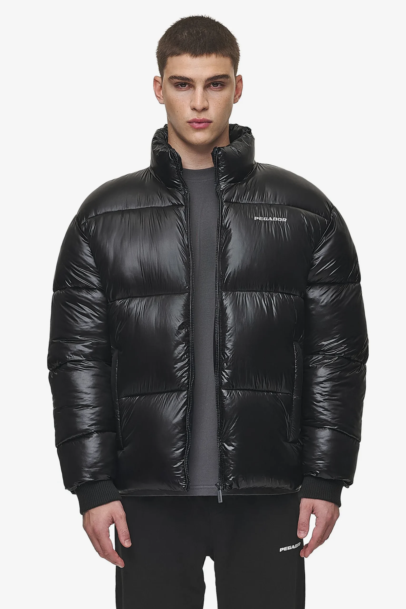 Pegador Jackets|Solin Light Glossy Puffer Jacket Black