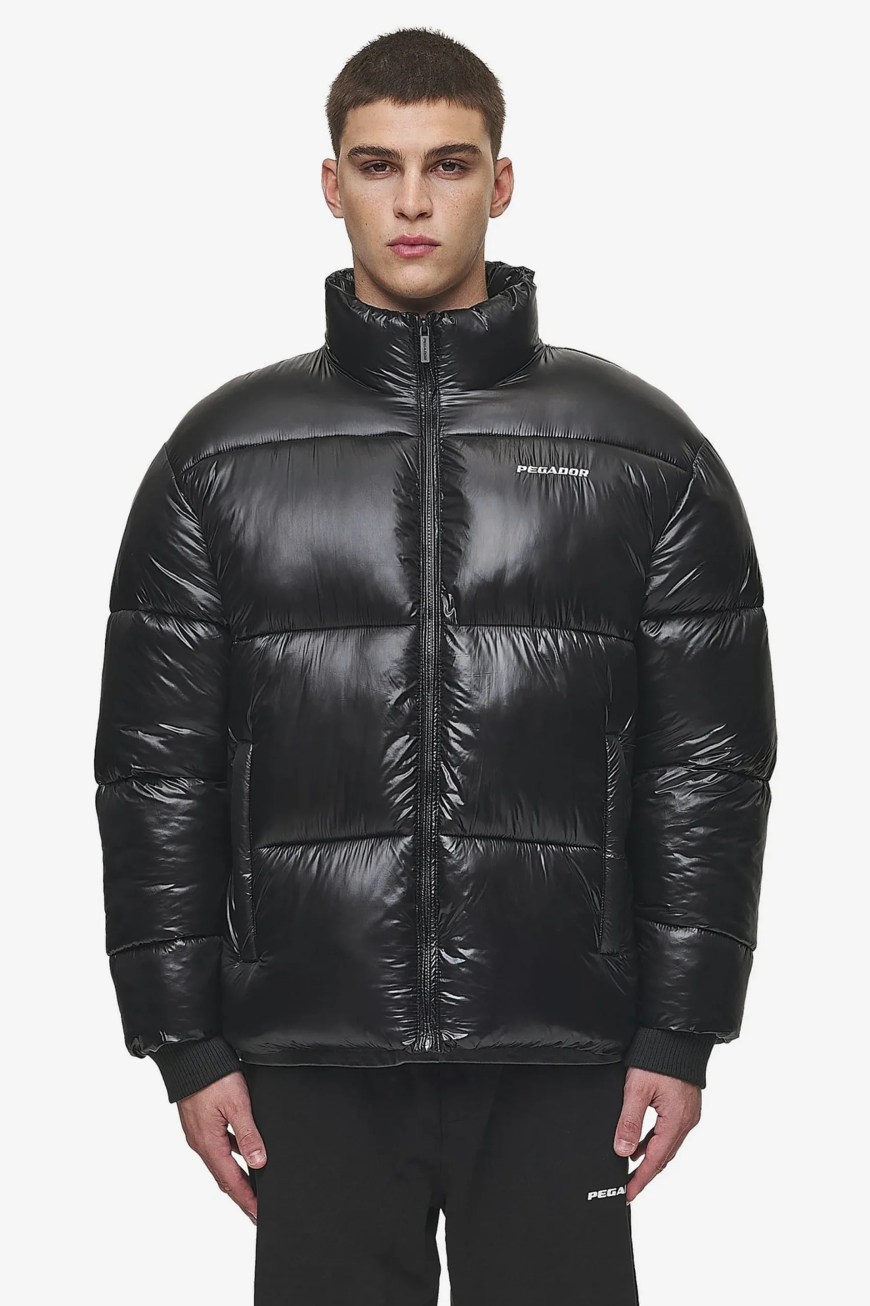 Pegador Jackets|Solin Light Glossy Puffer Jacket Black