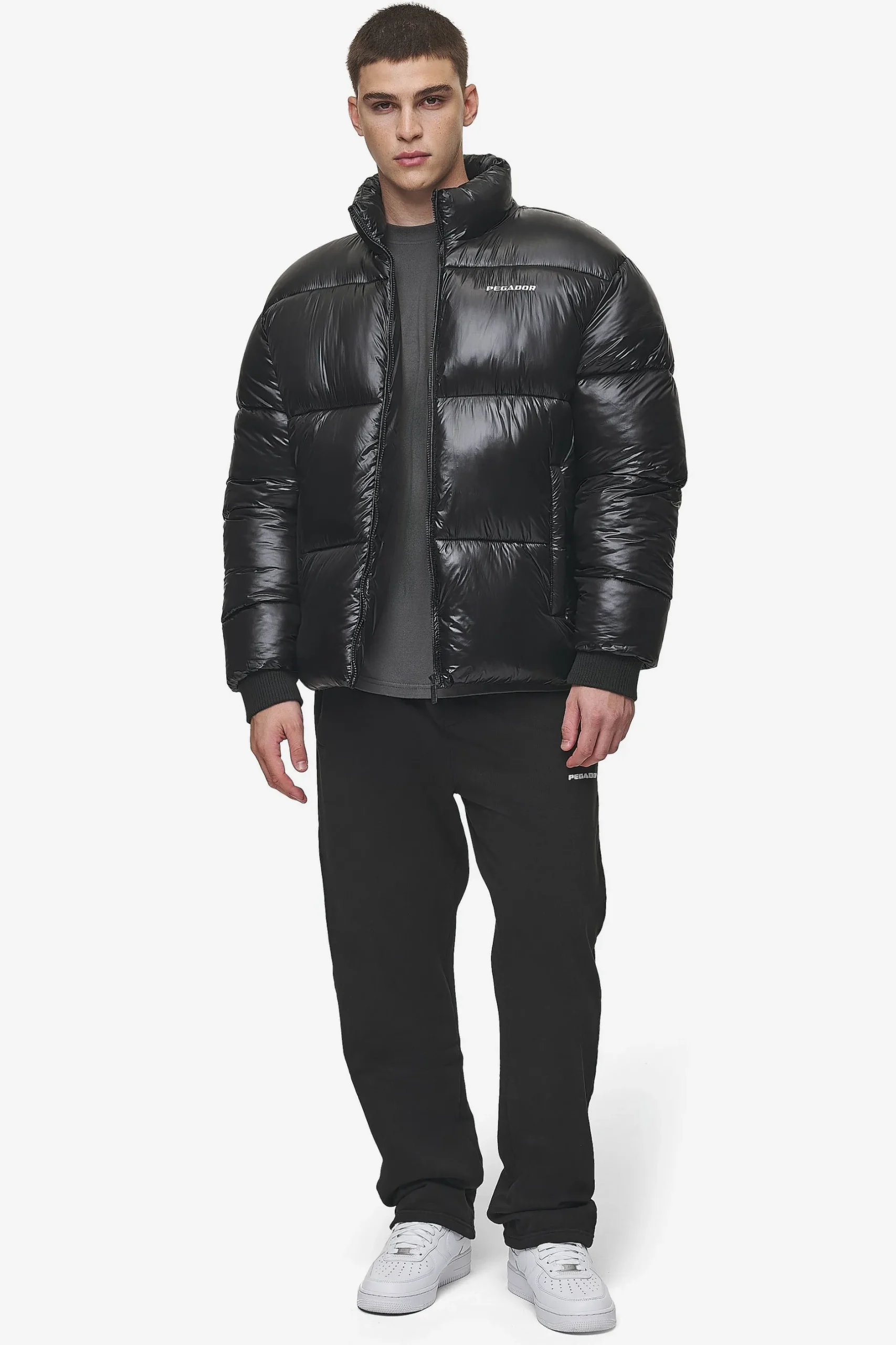 Pegador Jackets|Solin Light Glossy Puffer Jacket Black