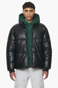 Pegador Jackets|Solin Vegan Leather Puffer Jacket Black