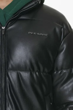 Pegador Jackets|Solin Vegan Leather Puffer Jacket Black