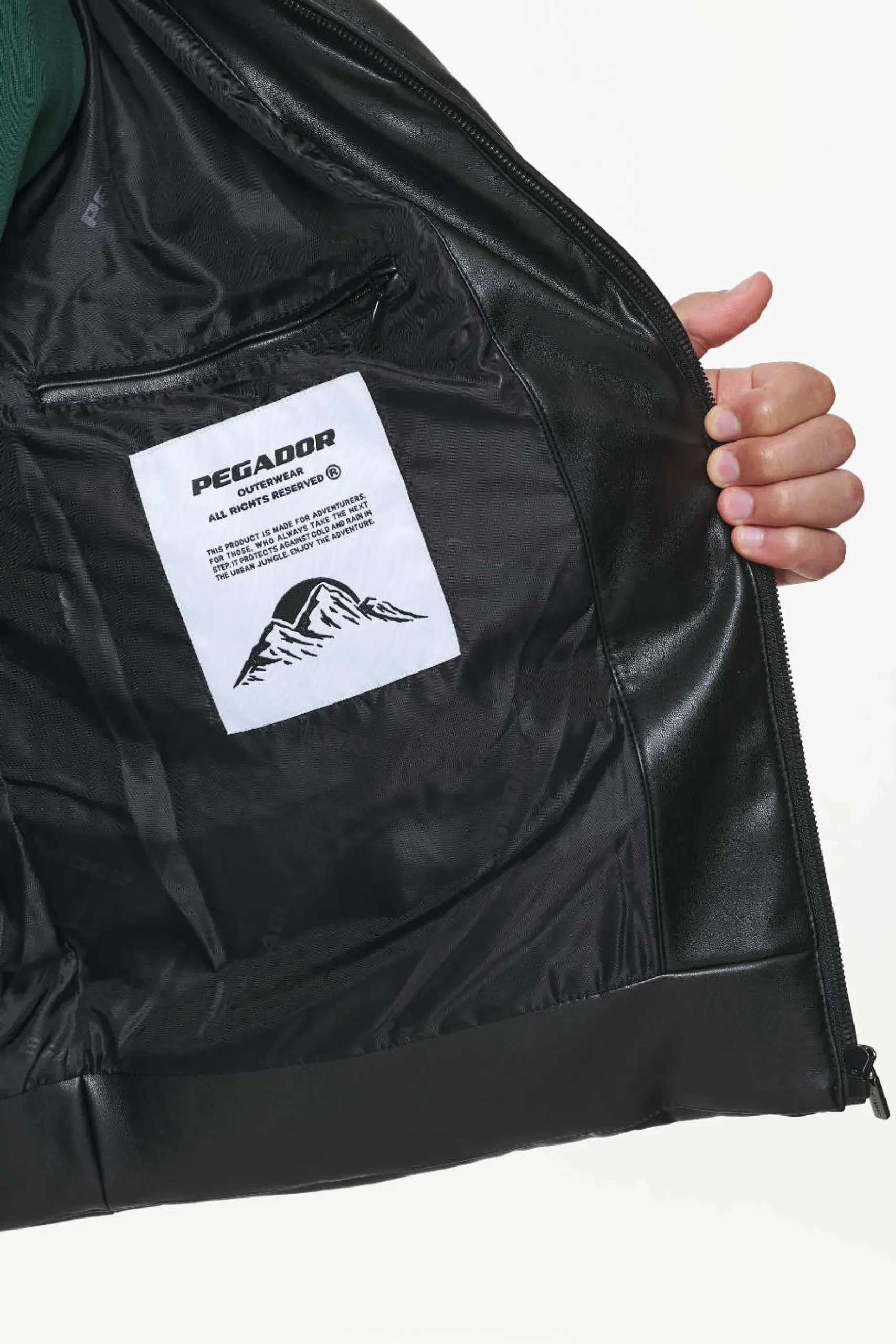 Pegador Jackets|Solin Vegan Leather Puffer Jacket Black