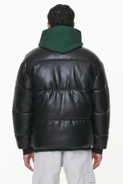 Pegador Jackets|Solin Vegan Leather Puffer Jacket Black