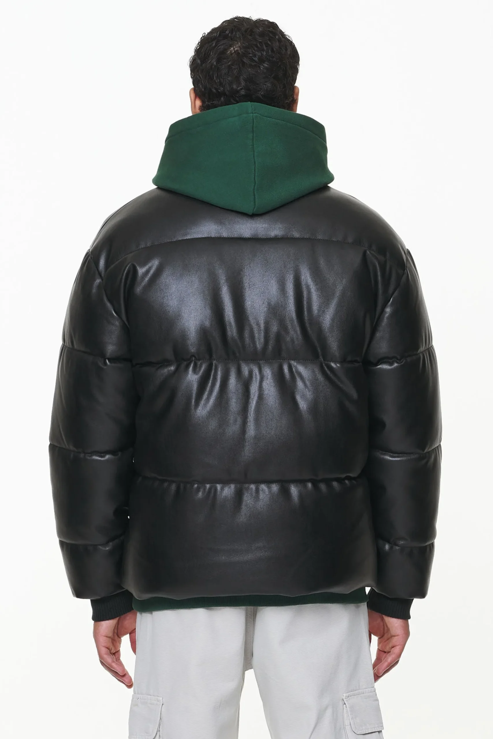 Pegador Jackets|Solin Vegan Leather Puffer Jacket Black