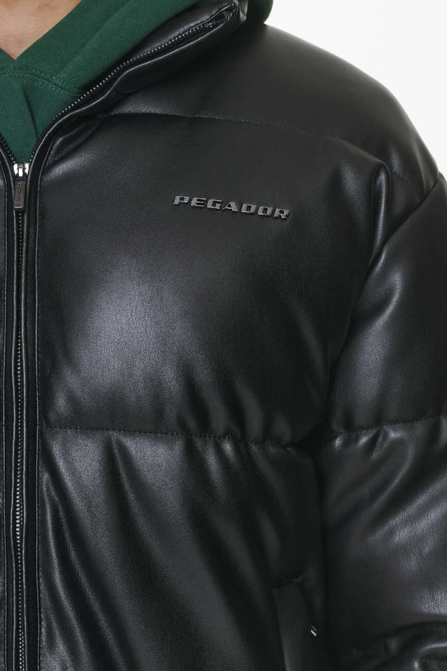 Pegador Jackets|Solin Vegan Leather Puffer Jacket Black