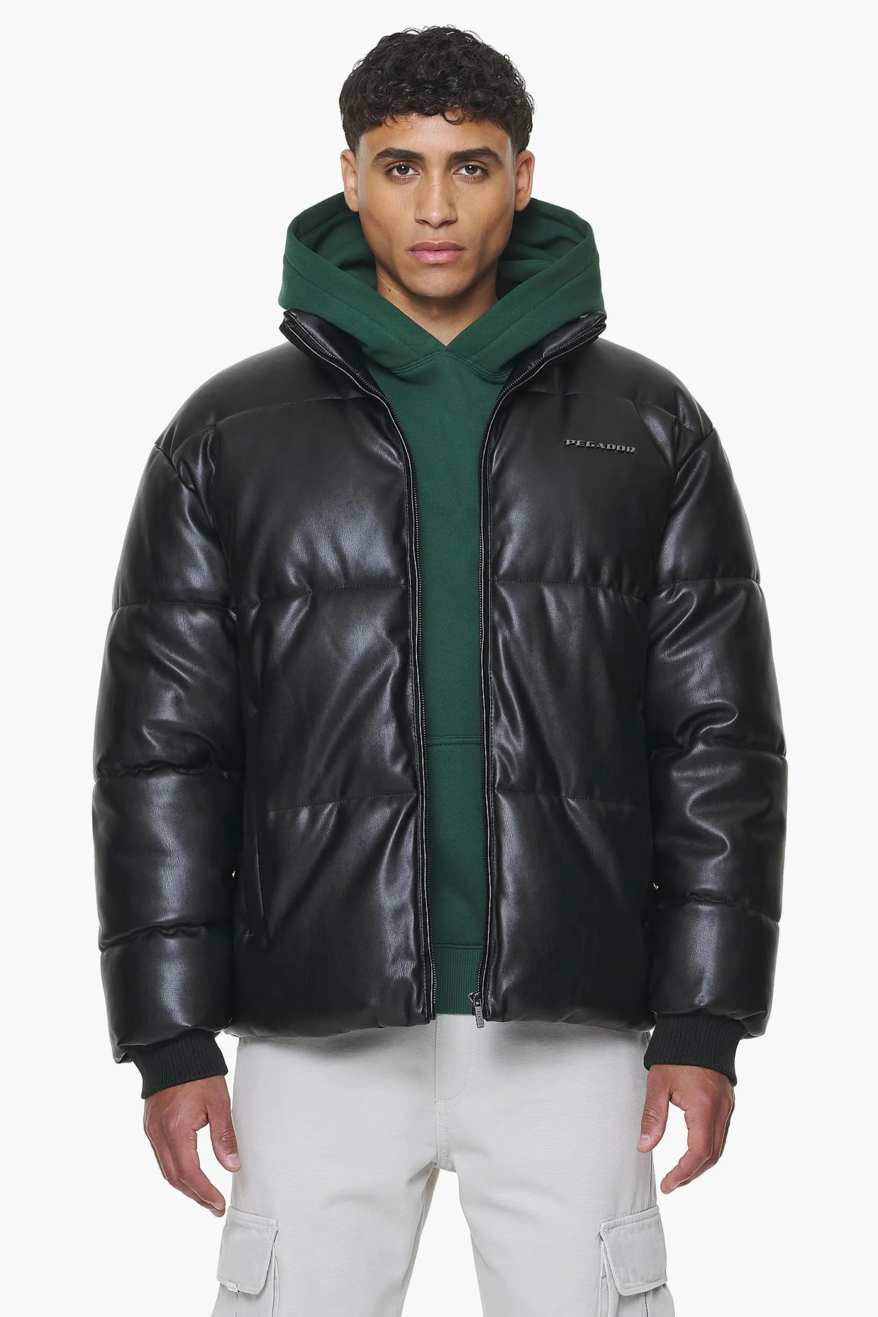 Pegador Jackets|Solin Vegan Leather Puffer Jacket Black