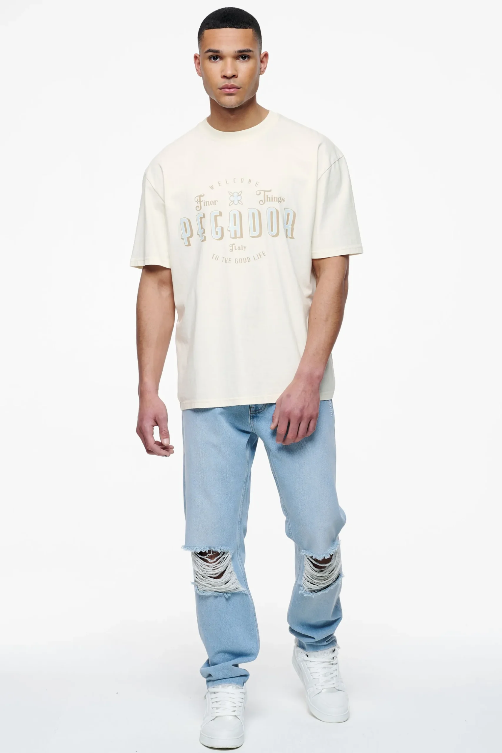 Pegador Tees|Stokes Oversized Tee Vintage Washed Unbleached