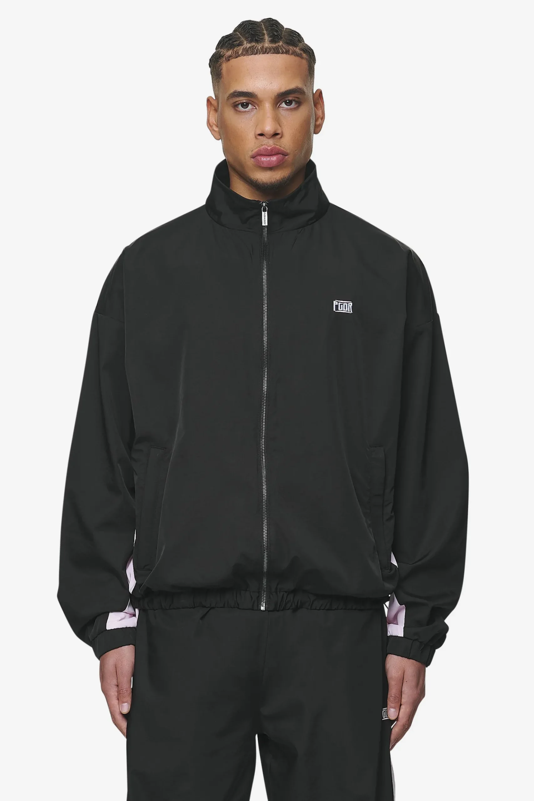 Pegador Track Jackets|Stow Boxy Track Jacket Black Bubblegum