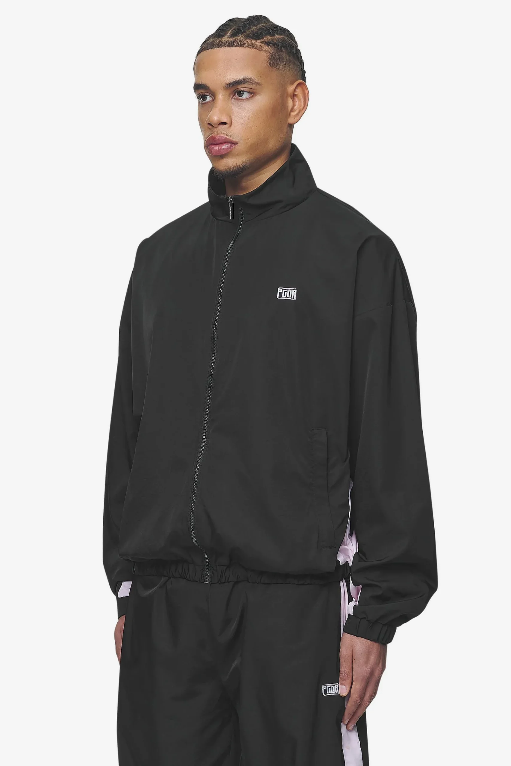 Pegador Track Jackets|Stow Boxy Track Jacket Black Bubblegum