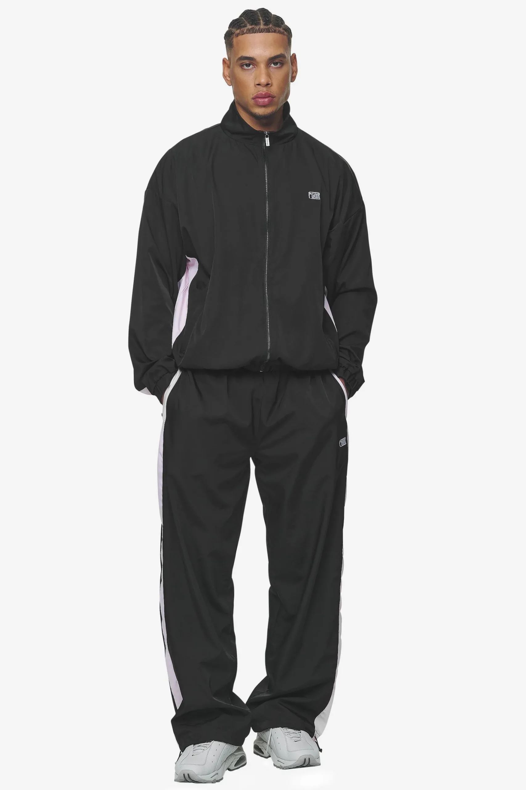 Pegador Track Jackets|Stow Boxy Track Jacket Black Bubblegum