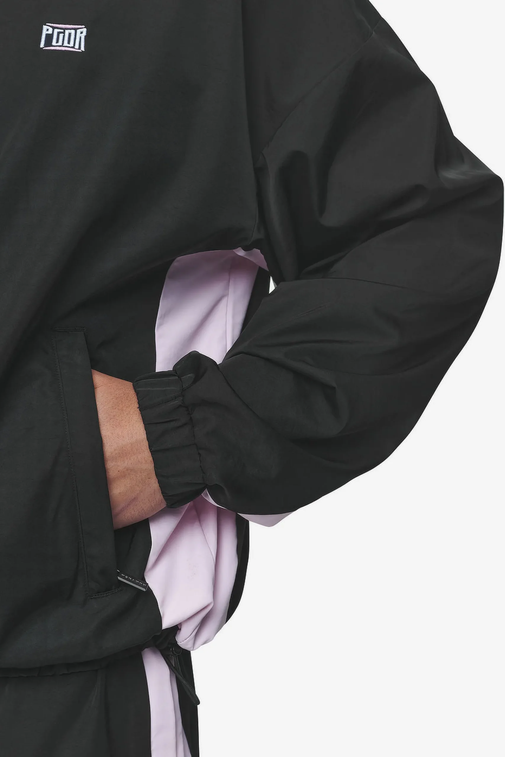 Pegador Track Jackets|Stow Boxy Track Jacket Black Bubblegum