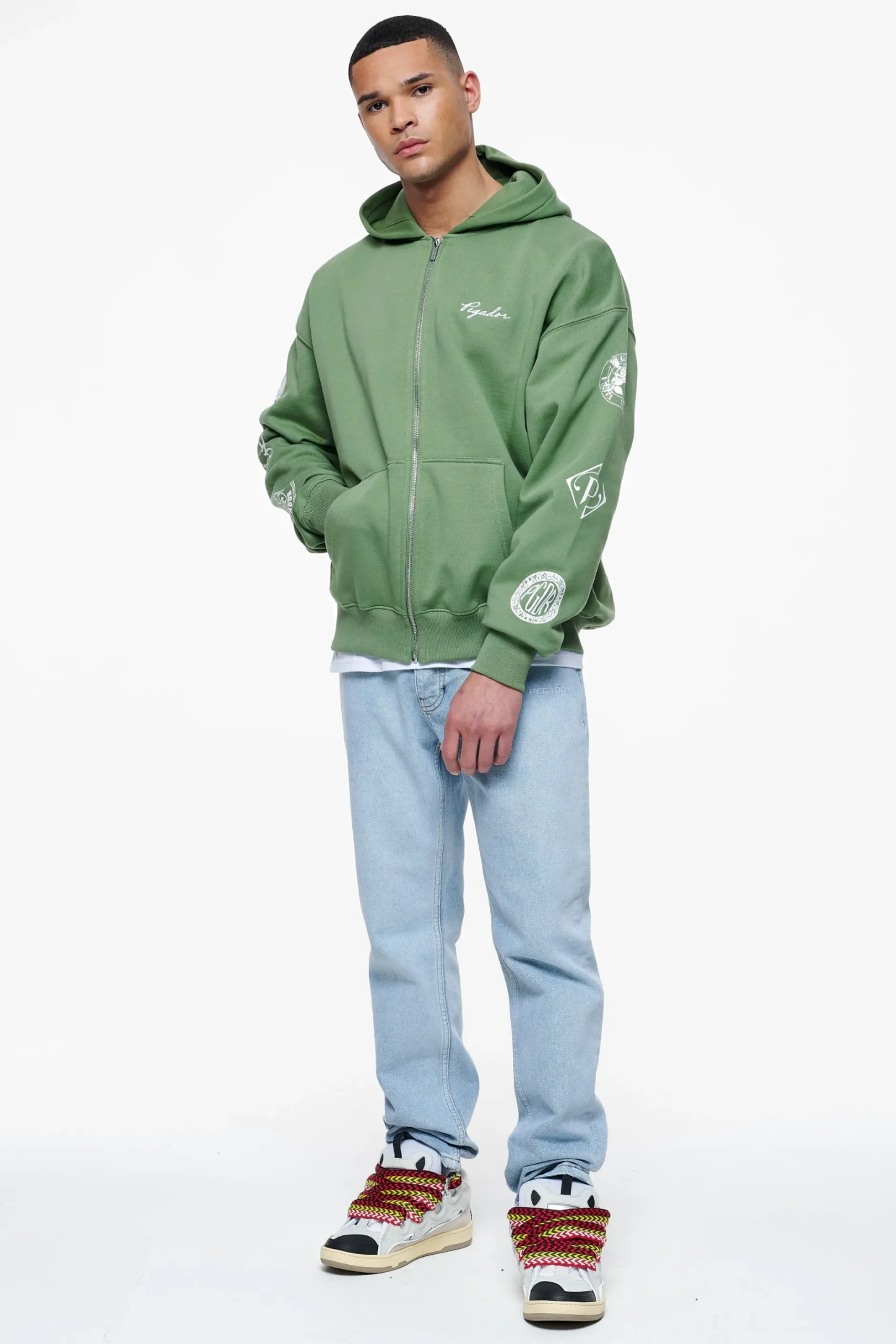 Pegador Hoodies|Zip Hoodies|Teston Sweat Jacket Vintage Washed Cypress Green