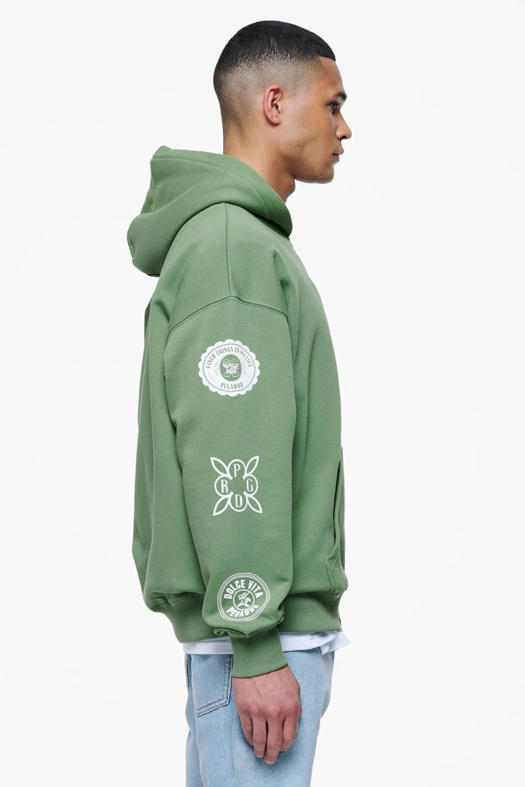Pegador Hoodies|Zip Hoodies|Teston Sweat Jacket Vintage Washed Cypress Green