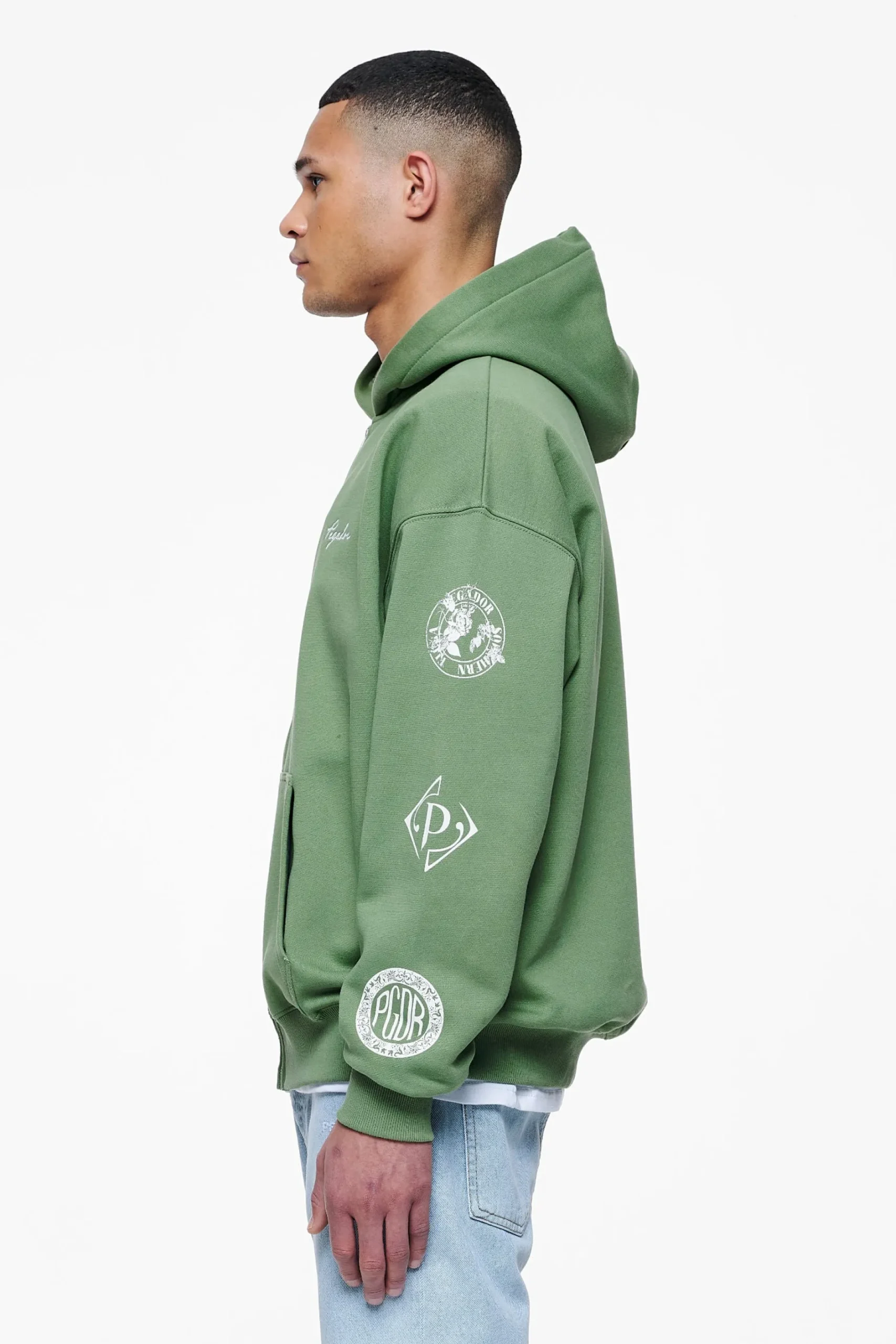 Pegador Hoodies|Zip Hoodies|Teston Sweat Jacket Vintage Washed Cypress Green