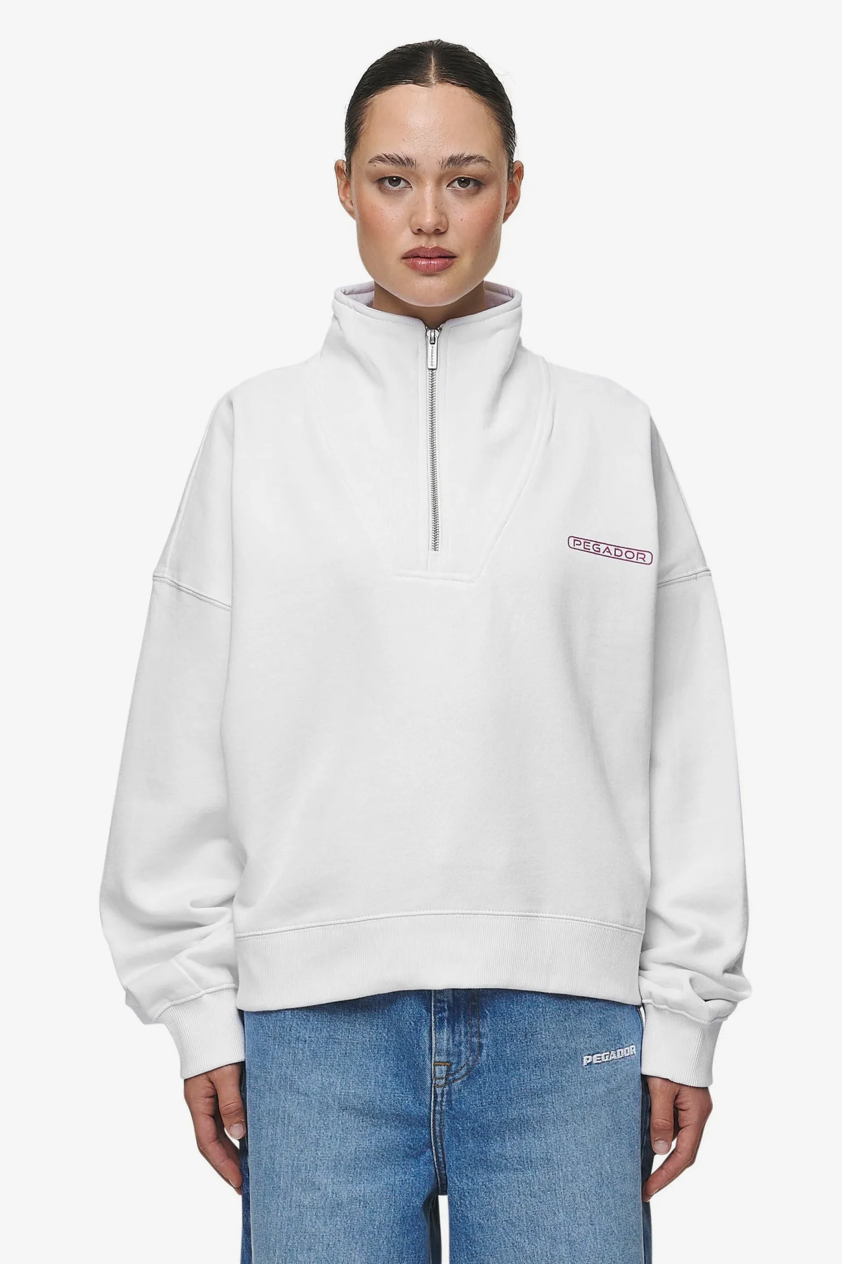 Pegador Sweaters|Thea Oversized Halfzip Sweater White