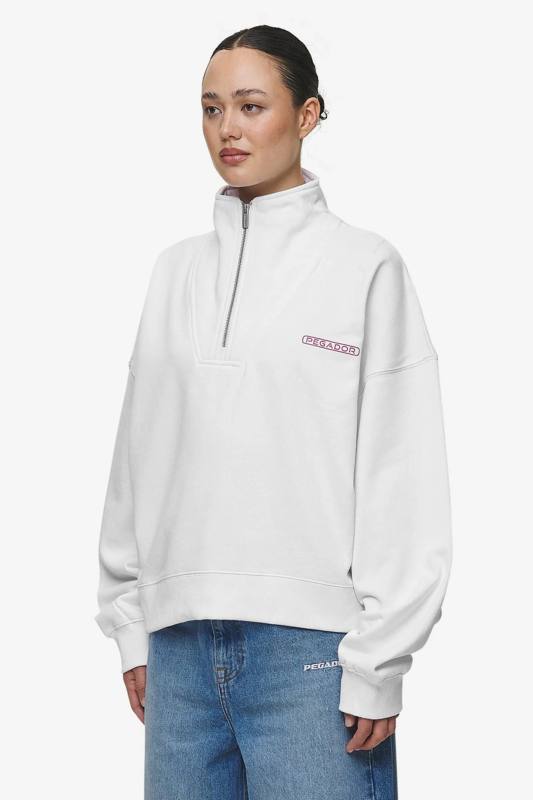 Pegador Sweaters|Thea Oversized Halfzip Sweater White