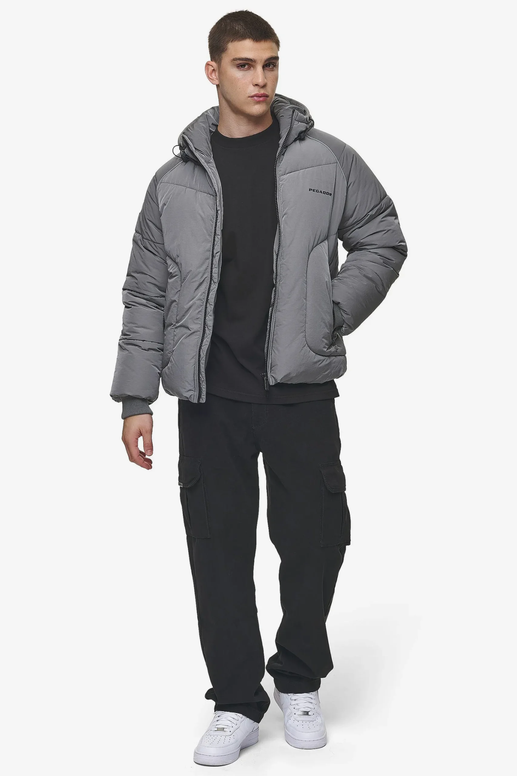 Pegador Jackets|Toby Crushed Raglan Puffer Jacket Anthracite