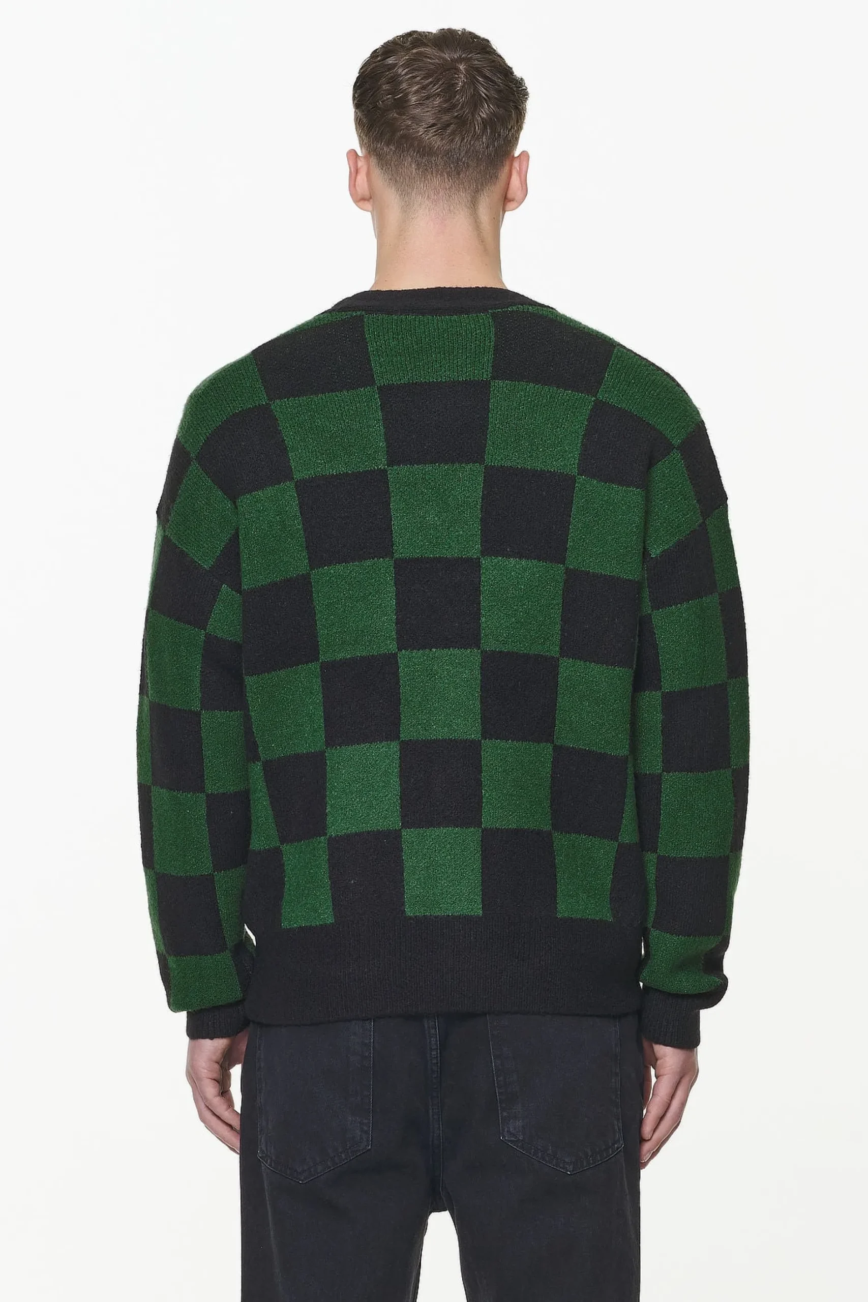 Pegador Sweaters|Knitwear|Todd Checkered Knit Cardigan Onyx Black British Green