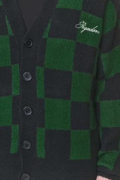 Pegador Sweaters|Knitwear|Todd Checkered Knit Cardigan Onyx Black British Green