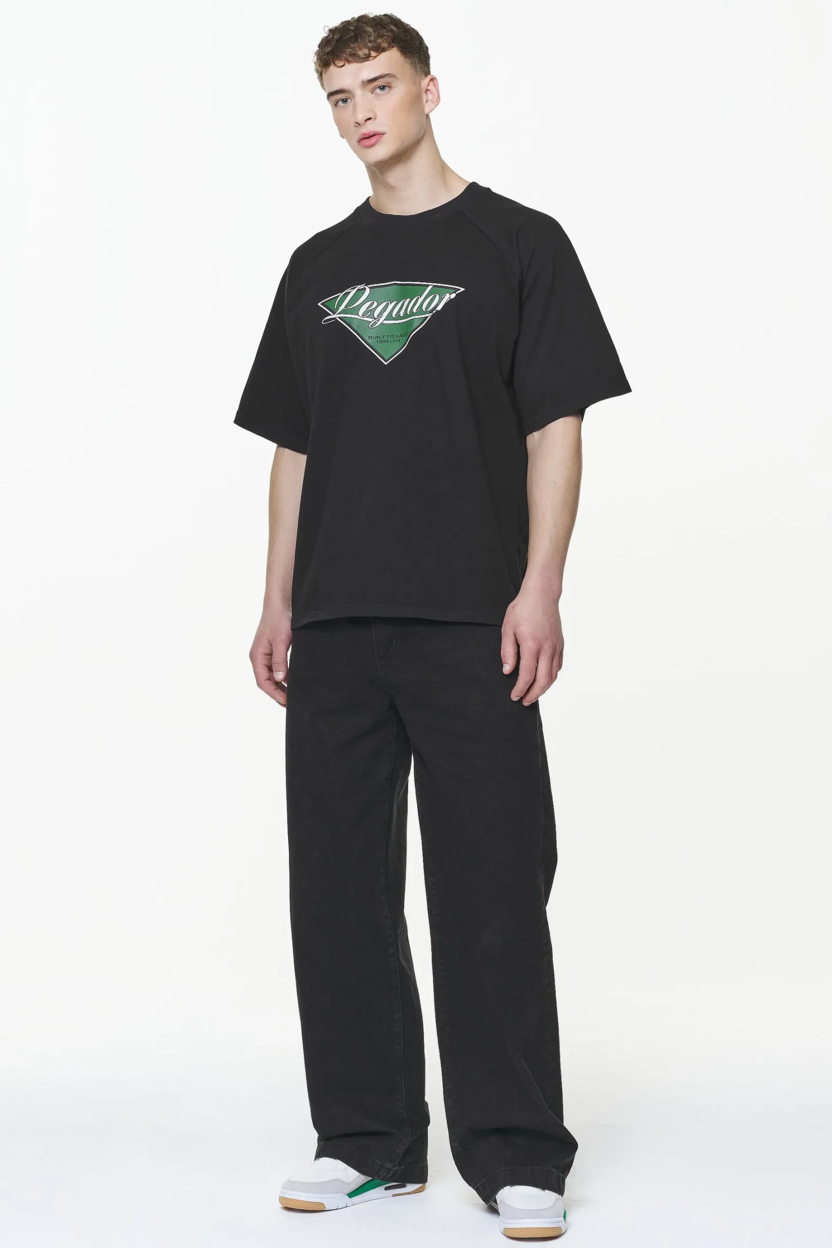 Pegador Tees|Trafford Raglan Boxy Tee Vintage Washed Onyx Black