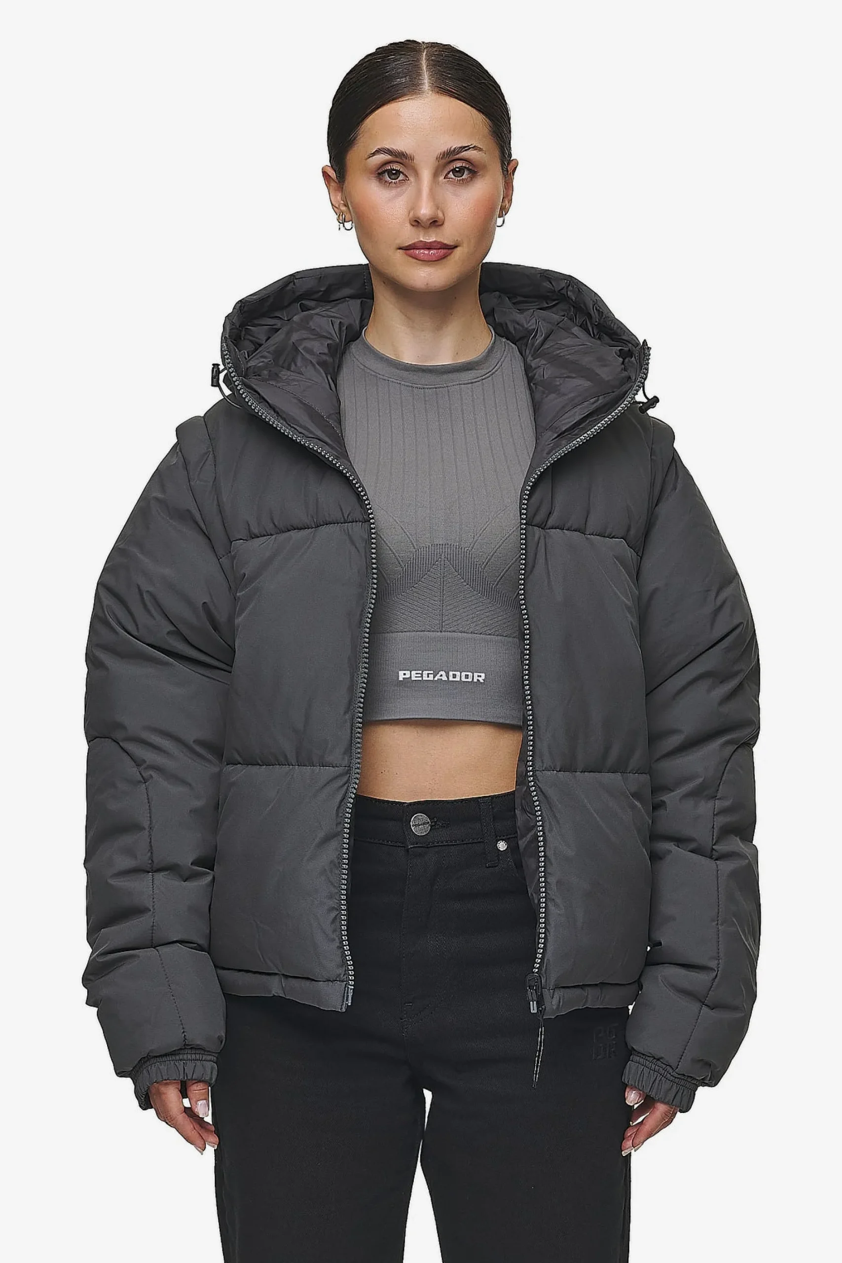 Pegador Jackets|Trixy 4 In 1 Reversible Puffer Jacket Anthracite