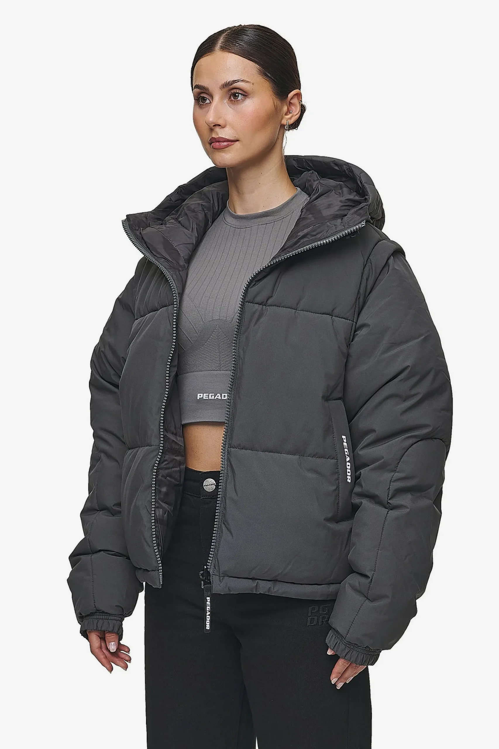 Pegador Jackets|Trixy 4 In 1 Reversible Puffer Jacket Anthracite