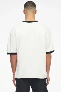 Pegador Tees|Trounce Oversized Ringer Tee Vintage Washed Angels Cream Black Ink