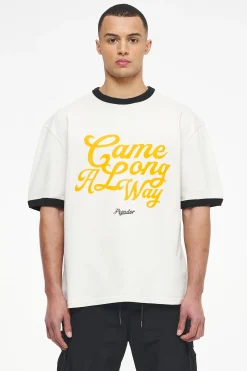 Pegador Tees|Trounce Oversized Ringer Tee Vintage Washed Angels Cream Black Ink