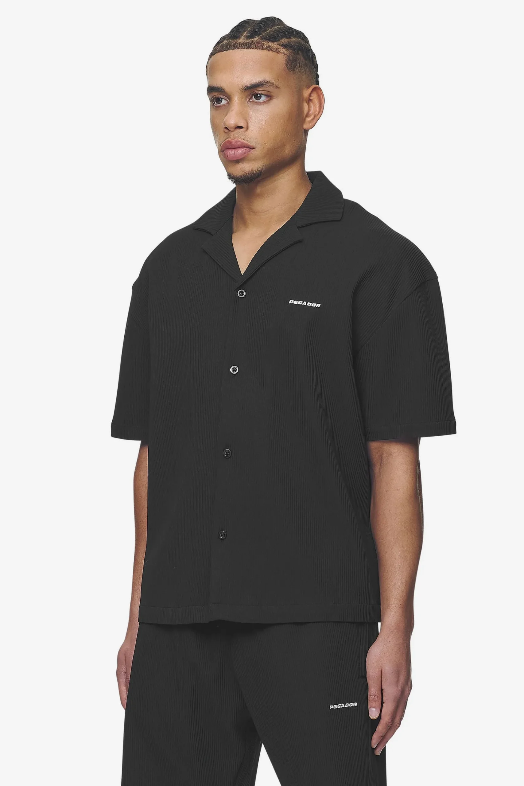 Pegador Shirts|Troy Plissee Summer Shirt Black
