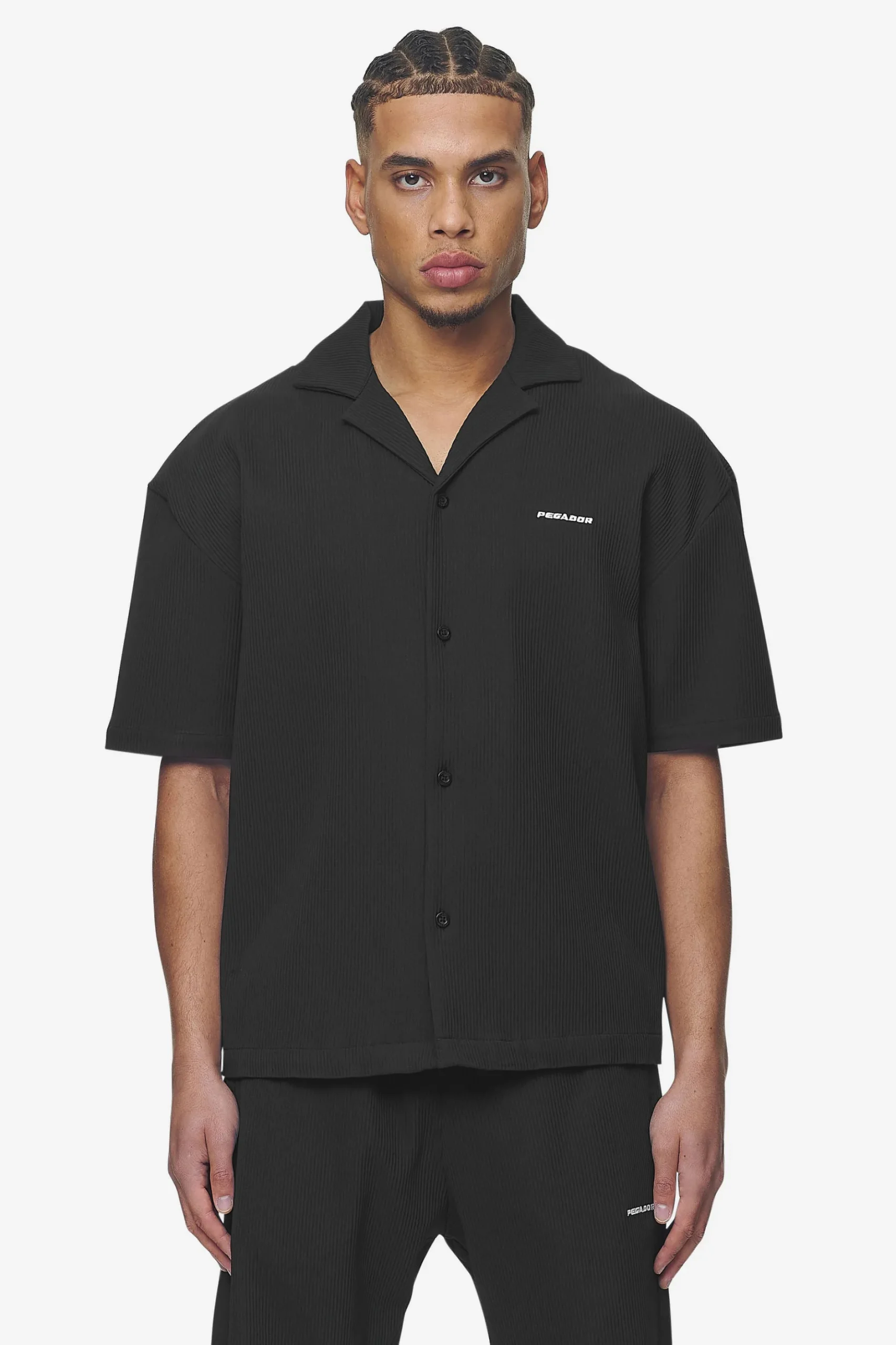 Pegador Shirts|Troy Plissee Summer Shirt Black