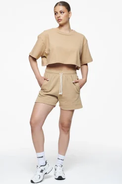 Pegador Shorts|Umbria High Waisted Shorts Vintage Washed Espresso Gum