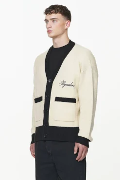 Pegador Sweaters|Knitwear|Unio Knit Cardigan Onyx Black Kingdom Beige