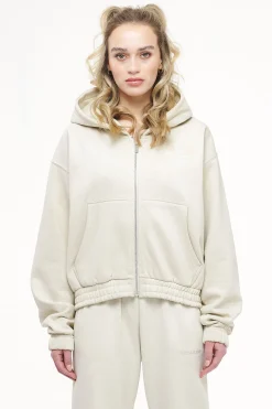 Pegador Hoodies|Zip Hoodies|Valinda Cropped Zip Hoodie Vintage Washed Angels Cream Gum