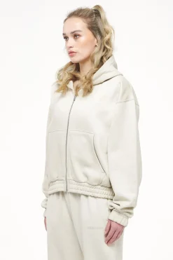 Pegador Hoodies|Zip Hoodies|Valinda Cropped Zip Hoodie Vintage Washed Angels Cream Gum