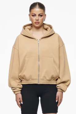 Pegador Hoodies|Zip Hoodies|Valinda Cropped Zip Hoodie Vintage Washed Espresso Gum